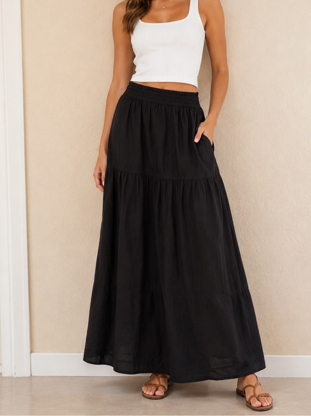 Universal Thread Black Tiered Maxi Skirt